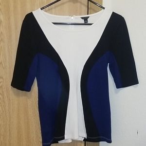 Ann Taylor Blue, Black and White Business Top